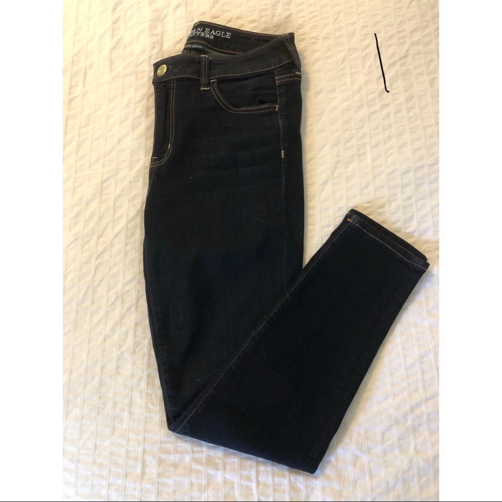AE Super Stretch skinny jeans dark wash, size 10S